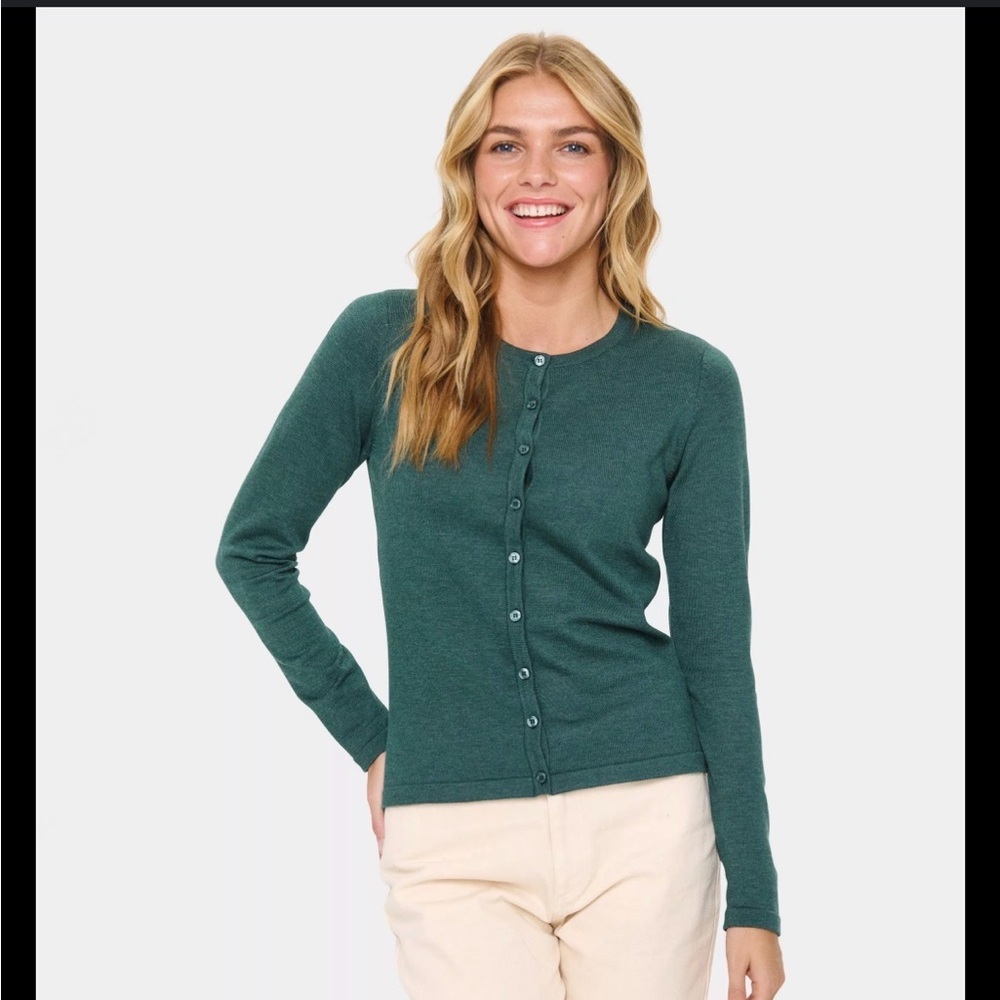 NWOT St. Tropez Teal Button-Up Cardigan